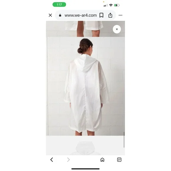 We-ar4 Limonta Riva Parka 1;18 White Women's Sz L Hooded Lightweight Jacket NWT